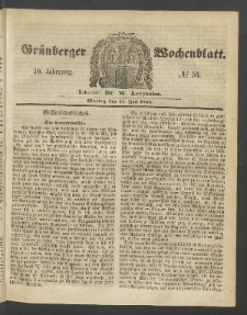 Gr&uuml;nberger Wochenblatt, No. 56. (17. Juli 1854)
