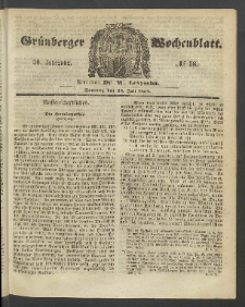 Gr&uuml;nberger Wochenblatt, No. 58. (23. Juli 1854)