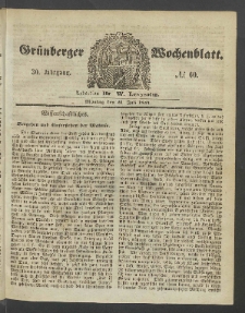 Grünberger Wochenblatt, No. 60. (31. Juli 1854)