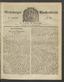 Grünberger Wochenblatt, No. 62. (6. August 1854)