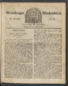 Gr&uuml;nberger Wochenblatt, No. 68. (28. August 1854)