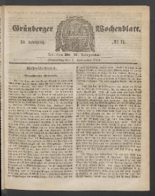 Grünberger Wochenblatt, No. 71. (7. September 1854)