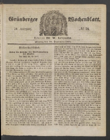 Grünberger Wochenblatt, No. 76. (25. September 1854)