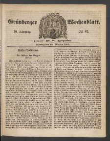Grünberger Wochenblatt, No. 82. (16. Oktober 1854)