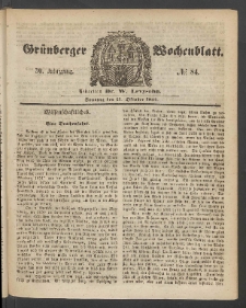 Grünberger Wochenblatt, No. 84. (21. Oktober 1854)