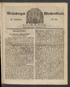 Grünberger Wochenblatt, No. 89. (9. November 1854)