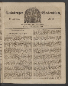 Gr&uuml;nberger Wochenblatt, No. 96. (4. Dezember 1854)