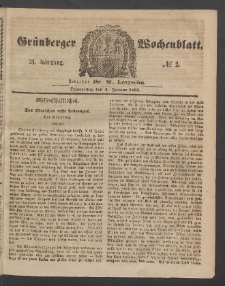 Grünberger Wochenblatt, No. 2. (4. Januar 1855)