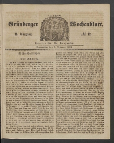 Grünberger Wochenblatt, No. 12. (8. Februar 1855)