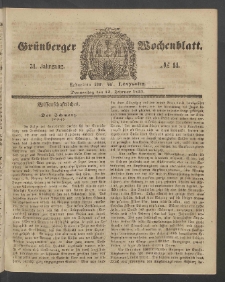 Gr&uuml;nberger Wochenblatt, No. 14. (15. Februar 1855)
