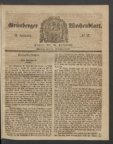 Grünberger Wochenblatt, No. 17. (26. Februar 1855)