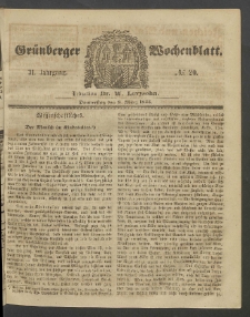 Grünberger Wochenblatt, No. 20. (8. März 1855)