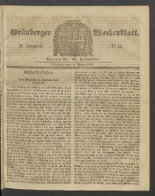 Grünberger Wochenblatt, No. 21. (12. März 1855)