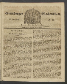 Grünberger Wochenblatt, No. 22. (15. März 1855)