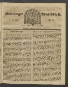 Grünberger Wochenblatt, No. 23. (19. März 1855)