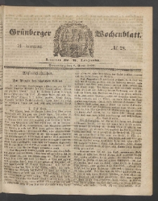 Grünberger Wochenblatt, No. 28. (5. April 1855)