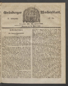 Grünberger Wochenblatt, No. 35. (30. April 1855)