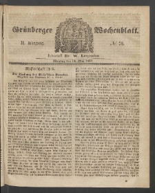 Gr&uuml;nberger Wochenblatt, No. 39. (14. Mai 1855)