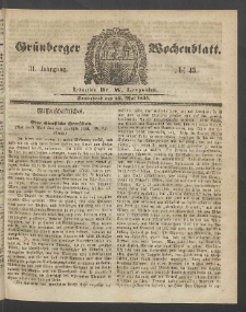 Grünberger Wochenblatt, No. 43. (26. Mai 1855)