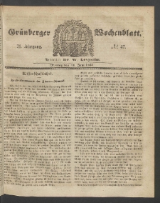 Gr&uuml;nberger Wochenblatt, No. 47. (11. Juni 1855)