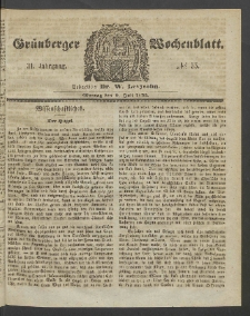 Gr&uuml;nberger Wochenblatt, No. 55. (9. Juli 1855)