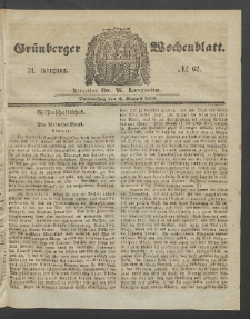 Grünberger Wochenblatt, No. 62. (2. August 1855)
