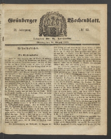Grünberger Wochenblatt, No. 65. (12. August 1855)
