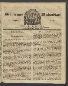 Grünberger Wochenblatt, No. 66. (15. August 1855)