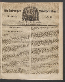 Gr&uuml;nberger Wochenblatt, No. 71. (3. September 1855)