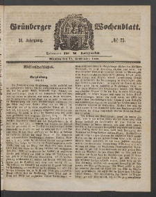 Grünberger Wochenblatt, No. 75. (17. September 1855)