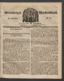 Grünberger Wochenblatt, No. 77. (24. September 1855)