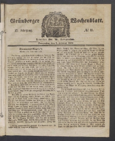 Gr&uuml;nberger Wochenblatt, No. 11. (7. Februar 1856)