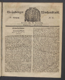 Grünberger Wochenblatt, No. 12. (11. Februar 1856)