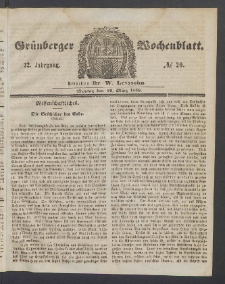 Grünberger Wochenblatt, No. 20. (10. März 1856)