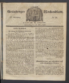Grünberger Wochenblatt, No. 21. (13. März 1856)