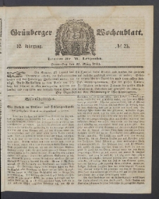 Grünberger Wochenblatt, No. 25. (27. März 1856)