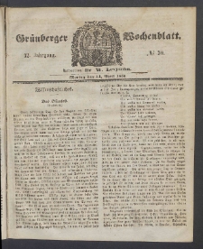Grünberger Wochenblatt, No. 30. (14. April 1856)