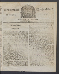 Gr&uuml;nberger Wochenblatt, No. 32. (21. April 1856)