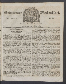 Grünberger Wochenblatt, No. 35. (1. Mai 1856)