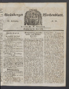 Grünberger Wochenblatt, No. 38. (12. Mai 1856)