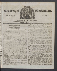 Grünberger Wochenblatt, No. 40. (19. Mai 1856)