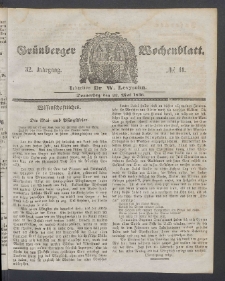 Grünberger Wochenblatt, No. 41. (22. Mai 1856)