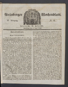 Gr&uuml;nberger Wochenblatt, No. 44. (2. Juni 1856)