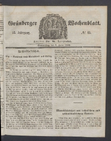 Gr&uuml;nberger Wochenblatt, No. 45. (5. Juni 1856)