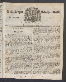 Gr&uuml;nberger Wochenblatt, No. 51. (26. Juni 1856)