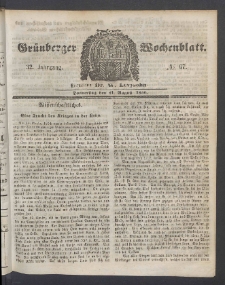 Grünberger Wochenblatt, No. 67. (21. August 1856)