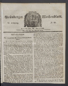 Grünberger Wochenblatt, No. 68. (25. August 1856)