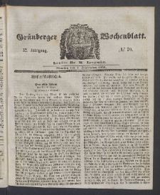 Grünberger Wochenblatt, No. 70. (1. September 1856)