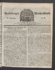 Grünberger Wochenblatt, No. 72. (8. September 1856)