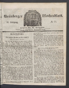 Grünberger Wochenblatt, No. 73. (11. September 1856)